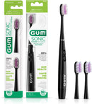 G.U.M SONIC DAILY BATTERY TOOTHBRUSH SOFT, COMPACT BLACK/WHITE/SENSITIVE (WHITE-PINK)  AND TOOTHBRUSH HEAD COMBO