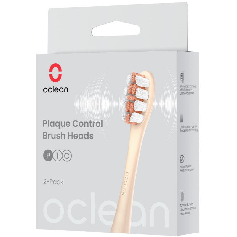 OCLEAN: SONIC REPLACEMENT BRUSH HEADS: PLAQUE CONTROL: GOLD: 2PCS