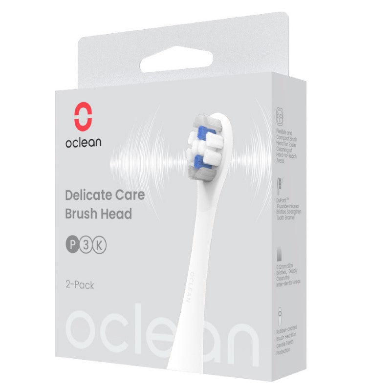 OCLEAN SONIC REPLACEMENT BRUSH HEADS: DELICATE CARE: LIGHT GREY: 2PCS