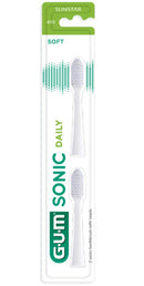 G.U.M SONIC DAILY REPLACEMENT TOOTHBRUSH HEADS SOFT COMPACT WHITE/BLACK/WHITE-PINK (SENSITIVE) 2PCS