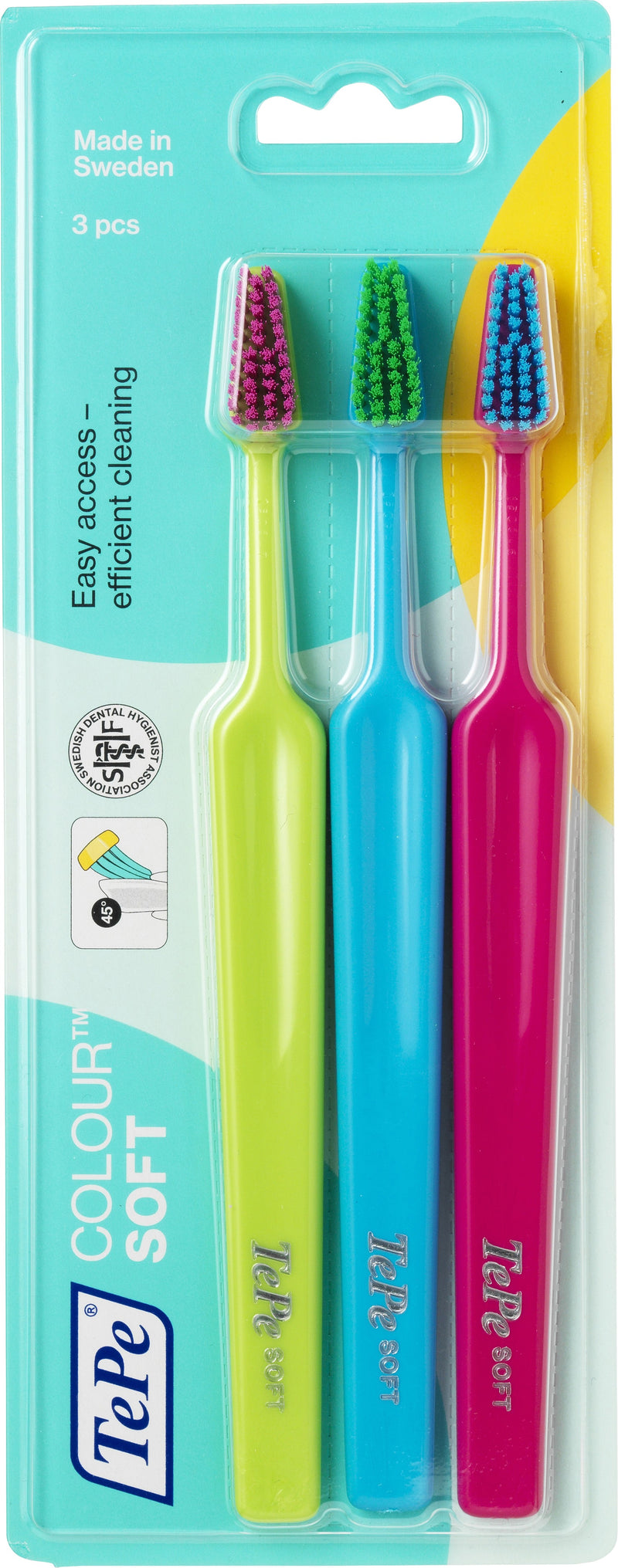 TePe Select Colour Soft Toothbrush Three Toothbrushes - 1x Cello Pack