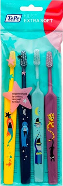TePe Kids Extra Soft Toothbrush 4 pcs - Manual Toothbrush | SmileShop , Angle, Anti-Plaque, Care, Cleaner, Cleansing, Daily, Extra Soft, Handle, Kid, Kids, Manual toothbrush, Plaque, plaque d